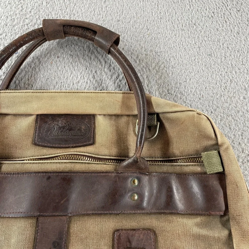 Vintage Dunns Canvas And Leather Suitcase Luggage Travel Made USA‎ *Flaws